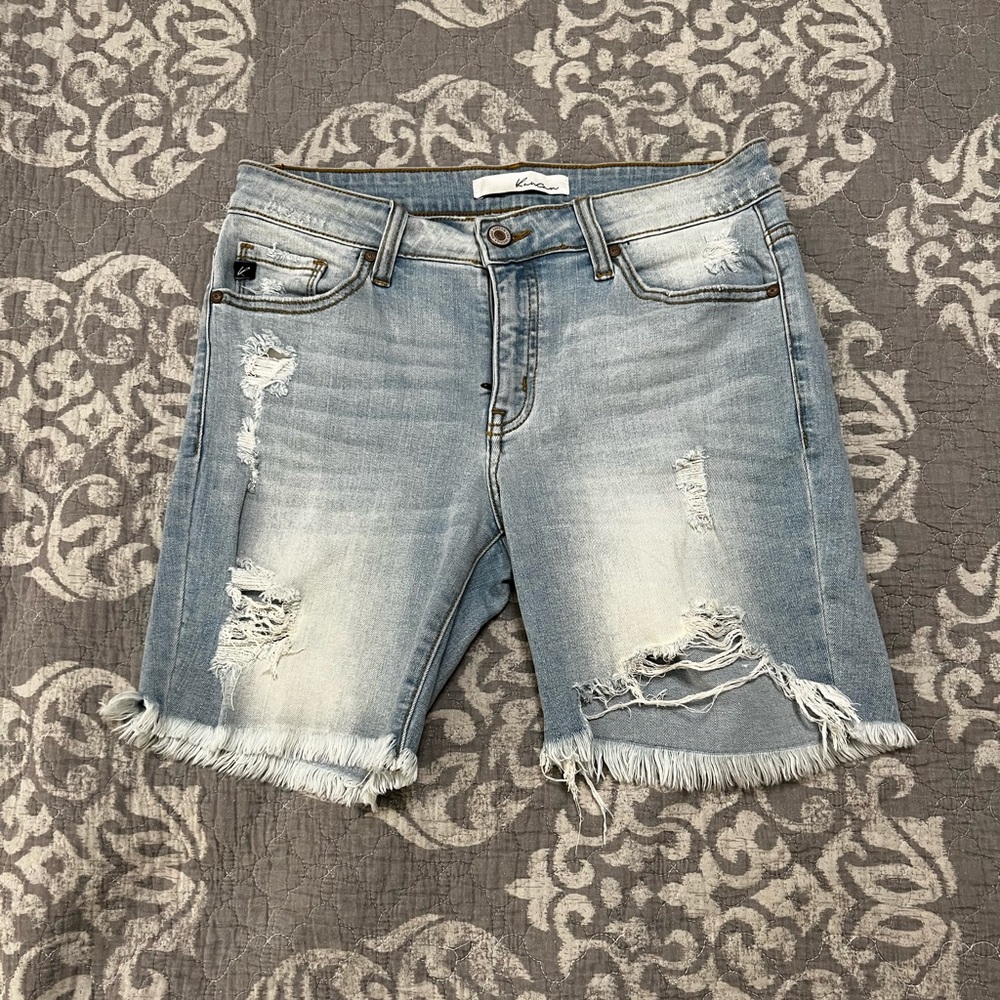 Kancan distressed blue jean shorts